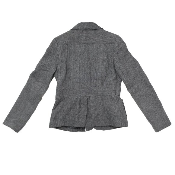 La Redoute Wool Blend Blazer Jacket Grey Herringbone Pattern Classic Ruffles - Picture 6 of 13